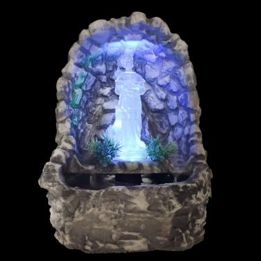 Imagem de Fonte de água decorativa São Francisco gruta cascata luz colorida