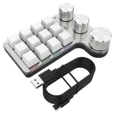 Imagem de Teclado mecânico DIY programável com uma mão 7 cores luz personalizada 12/3 botão de tecla compatível com Bluetooth Teclas totalmente programáveis ​​para jogos de trabalho e estudo diário/861