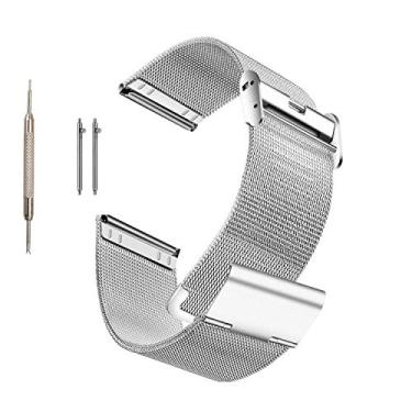 Imagem de Moran compatível com Samsung Galaxy Watch (42 mm/20 mm)/Galaxy Watch Active/Active2 pulseiras de liberação rápida pulseira de relógio de aço inoxidável pulseira de metal de substituição para Gear S3 Frontier/Classic Band (22 mm/46 mm) 18mm Prata