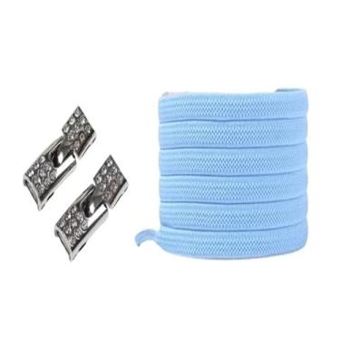 Imagem de Cadarços Elásticos Para Tênis, Travas Cruzadas De Diamante, Cadarços Sem Laços, Largura Para Crianças, Sem Laço, Cadarços De Borracha(Sky blue)