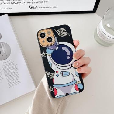 Imagem de Yonds Queen Capa fofa para iPhone 14, design legal de astronauta com desenho animado elegante para mulheres e meninas, proteção antiderrapante à prova de choque, capa criativa moderna (telescópio