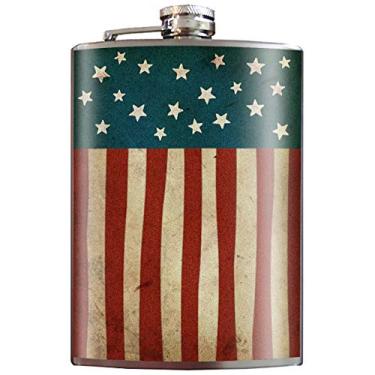 Imagem de Bandeira americana Old Glory, Flask do Dia da Independência – Frasco de aço inoxidável de 227 g – vem em uma caixa de presente – da Trixie & Milo