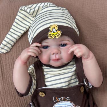 Imagem de Boneca corpo de silicone,20 polegadas bebê reborn de silicone realista recém-nascido,Abra os olhos e sorria lavável bebe reborn menino recenascido,silicone menina