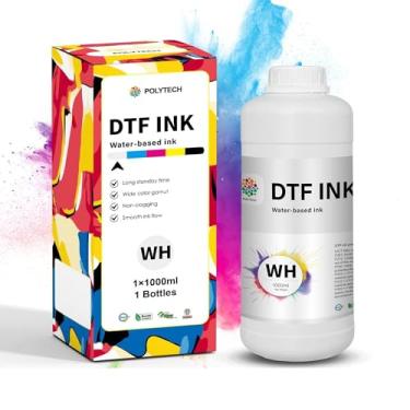 Imagem de Polytech Tinta branca DTF (1000 ml) para Epson L1800/ET-8550/XP-15000/L805 e todas as impressoras DTF, evitando entupimento do bocal