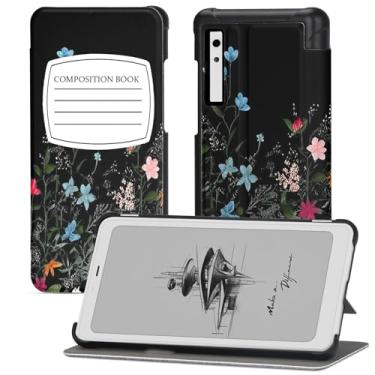 Imagem de QIOFEARTH Capa para Onyx BOOX Palma 15,6 cm - Couro PU leve, seguro para água, capa protetora dobrável - Livro de flores pretas