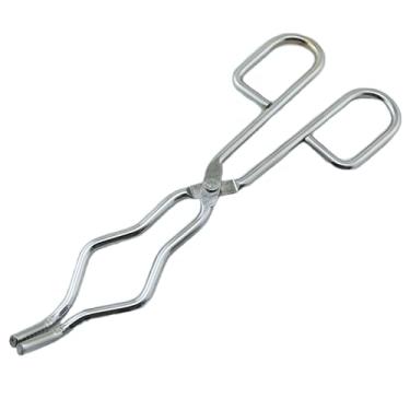 Imagem de YTgilo Braçadeira de cadinho de aço inoxidável de laboratório 20 cm/8 polegadas Aparelho de cerâmica pinça de cadinho pinça de cadinho para aquecimento de solda de laboratório grelha a carvão,