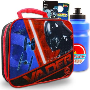 Imagem de Star Wars Conjunto de lancheira para crianças – Pacote com lancheira Darth Vader e adesivos, garrafa de água, mais | Recipiente de almoço Star Wars