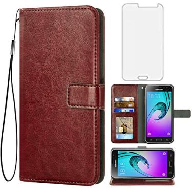 Imagem de Asuwish Compatível com Samsung Galaxy J3 2016/J 3 V/J36V/Sky/Amp Prime, capa protetora de tela de vidro temperado, capa flip, porta-cartões, acessórios, capas de telefone para Glaxay Sol J3V JV3 J320V