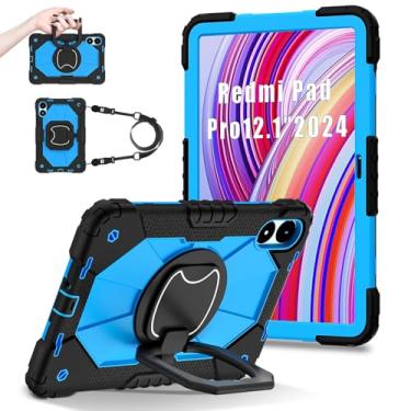 Imagem de YOUULAR Capa para tablet com alça de ombro para Xiaomi Redmi Pad Pro/Xiaomi Poco Pad 5G 30.7 cm, capa protetora resistente à prova de choque com suporte, alça, alça de ombro para crianças, mulheres,