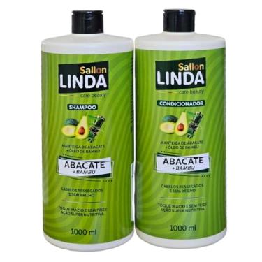 Imagem de Kit Shampoo e Condicionador 1 Litro Abacate + Bambu Nutrição e Hidratação Capilar Profunda Sallon Linda