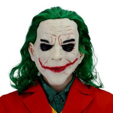 Imagem de FREE BEAUTY Halloween Latex Joker Mask Adults Scary Killer Clown Joker Mask with Green Hair Horror Smile Mask Costume Props