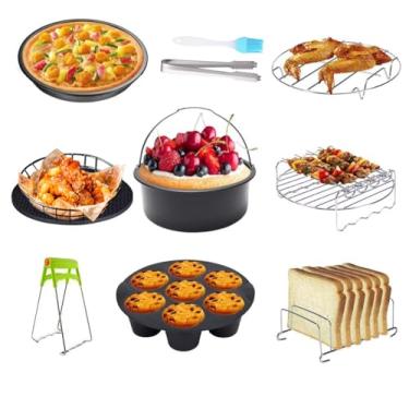 Imagem de Conjunto de acessórios para fritadeira de ar adequado para Gowise Gourmia Cozyna Ninja, serve para todas as fritadeiras a ar de 2,3 qt-3,2qt, kits com espetos, tapete de silicone, forma de pizza,