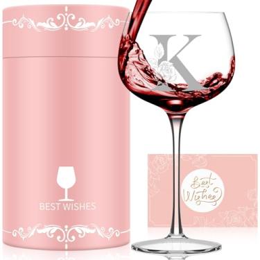 Imagem de Presentes personalizados para mulheres, monograma A-Z taça de vinho presente personalizado, presentes exclusivos de aniversário de Natal para mulheres, sua mãe, amiga, irmã, esposa, filha, enfermeira