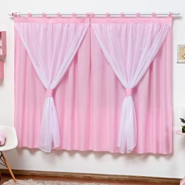 Imagem de Cortina Varão Simples Quarto de Bebê e Criança Menina 2mX1,70m - L2M