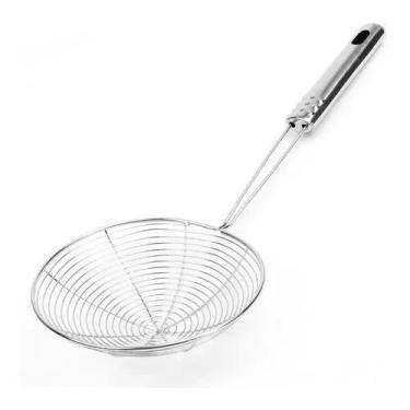 Imagem de Escumadeira Peneira Para Frituras Aço Inox 41 Cm Cozinha - Em Casa Tem