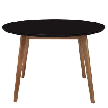 Imagem de Mesa de jantar Lara em madeira maciça e Mdf - Bac Móveis, Natural/Pret