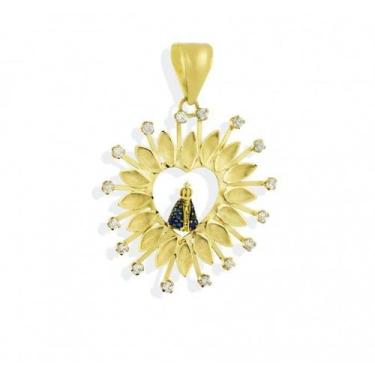 Imagem de Pingente de ouro 18k Coração Nossa Senhora Aparecida - Elegancy Joias