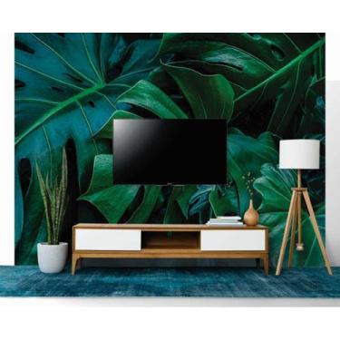 Imagem de Papel de Parede 3D Painel 3,5M Folhas Costela de Adão Verde Folhagem A