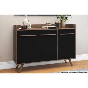 Imagem de Buffet de Sala Jantar RT3134 3 Portas Rustico/Preto - Movelbento