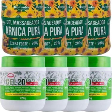 Imagem de Kit 4 Géis Arnica Pura 200g + 20 Ervas 220g Massagem - Rhenuks