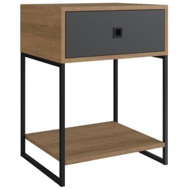 Imagem de Mesa De Cabeceira Estilo Industrial 01 Gvt P1026 Mell Grafite PP - Pla