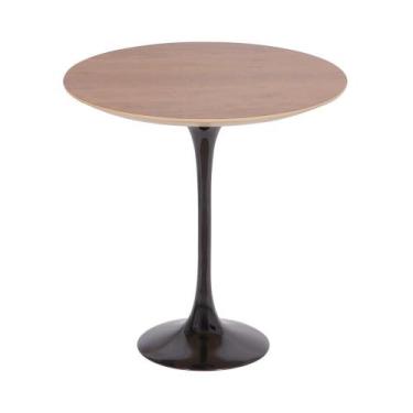 Imagem de Mesa Saarinen Lateral Oval Imbuia 57x38cm - Base Preta - mgsaarinen