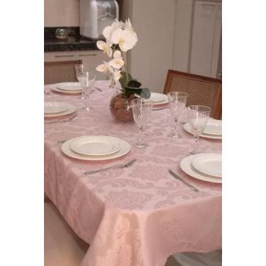 Imagem de Toalha de Mesa Jacard Luxo 6 Lugares 2,00mt x 1,40mt Rose - Tuca Casa