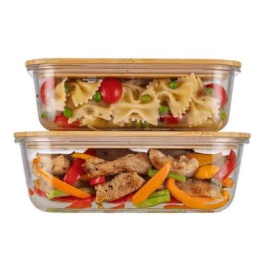 Imagem de Kit 2 Potes Herméticos Electrolux Refratários Com Tampa de Bambu