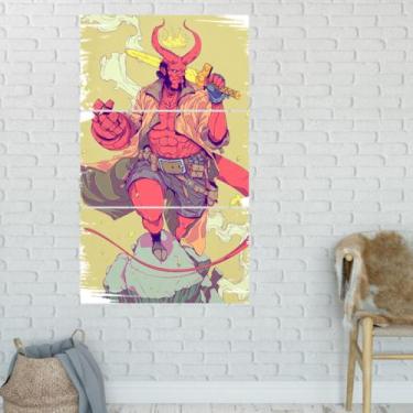 Imagem de Quadro Mosaico Hellboy 3 Peças Para Decoração de Ambientes - NEYRAD