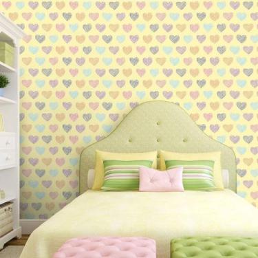 Imagem de Papel de Parede Corações Clean - QCola, 0,60 x 3,00 metros