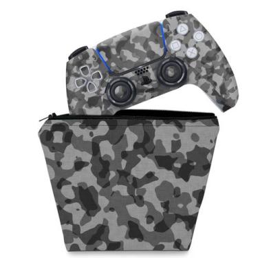 Imagem de Capa Case e Skin Compatível PS5 Controle - Camuflado Cinza - Pop Arte 
