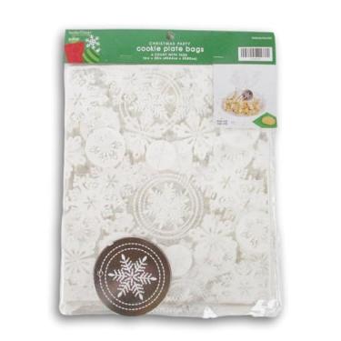 Imagem de Christmas Crafts Sacos e etiquetas para placa de biscoito de celofane branco floco de neve - 4 unidades - 40 x 50 centímetros