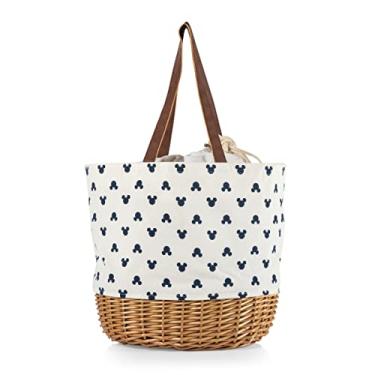 Imagem de PICNIC TIME 203-00-340-041-11 Disney Classic-Mickey Silhouette Coronado Bolsa de lona e salgueiro, creme com estampa azul marinho