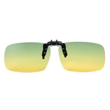 Imagem de Cyxus Óculos de sol Clip On para homens e mulheres, lentes polarizadas flip up para óculos 1100H04, Amarelo, verde, Medium