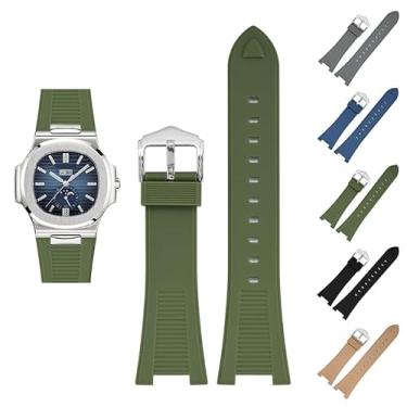 Imagem de Generic Pulseira de borracha de 25 mm para Patek Philippe Nautilus com fivela, pulseiras de relógio de borracha para Patek Philippe 5711 5712 5980 - várias cores (verde)