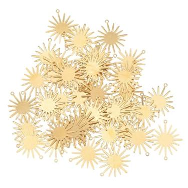 Imagem de OHPHCALL 50 peças de conectores de pingente de sol, elos de latão, pingentes, conectores, conectores de latão, conectores em forma de sol, pingentes de sol banhados a ouro para fazer joias, 2,6 x 2,2