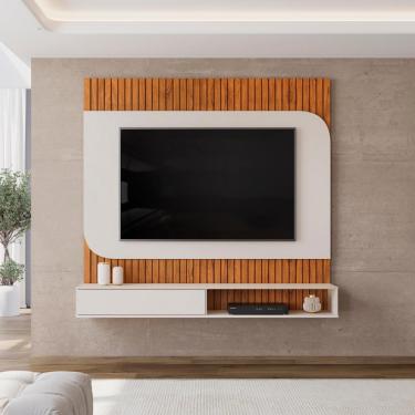 Imagem de Painel para TV até 65 Polegadas 1 Porta Tom DJ Móveis - Freijo/Off White