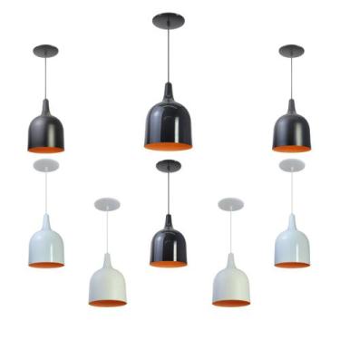 Imagem de Kit 8 Luminária Pendente Gota Com Interior Laranja Com Fiação 110/220v