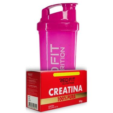 Imagem de Creatina Sachê 90g Shaker Pink 600ml - 100% Pura Importada - Red Fit N