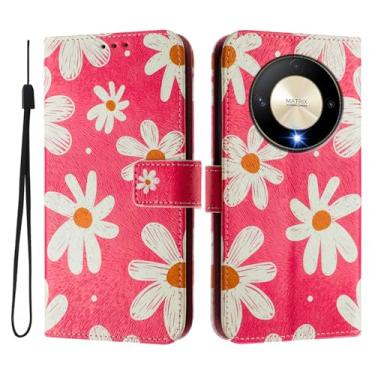 Imagem de Capa carteira para Honor Magic6 Lite, 3 compartimentos para cartão, 1 compartimento para dinheiro, capa flip de couro PU com padrão fofo, capa com fivela magnética à prova de choque, compatível com