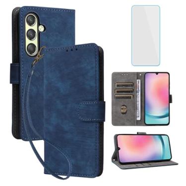 Imagem de IUQXU Capa carteira para celular Samsung Galaxy S24 5G com protetor de tela [bloqueio RFID] couro flip porta-cartão feminino masculino capa para celular para Samsung S 24 SM-S921U 24S Galaxy S24 5 G