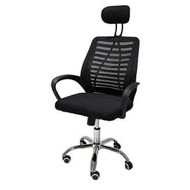 Imagem de Cadeira De Escritório Presidente Simples Ergonômica Confortável Altura Ajustável Giratória Ribs com Apoio de Cabeça Preta