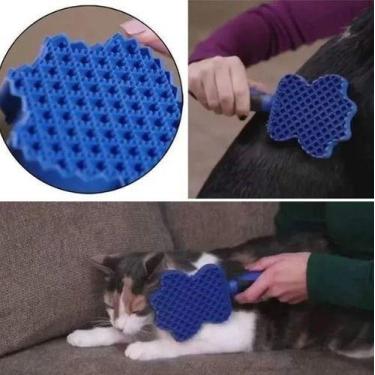 Imagem de Escova Tira Pelo Silicone Cachorro E Gato - oem, Azul