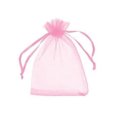 Imagem de Saco Saquinho Organza Tule Liso 8cm x 10cm Pct Com 10un - Sekich, ROSA