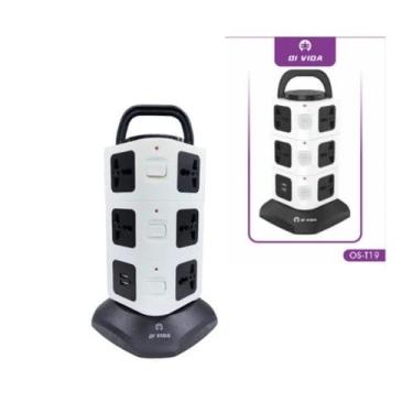 Imagem de Torre De Tomada Elétrica Com 11 Entradas Universais 2 Usb - Fam
