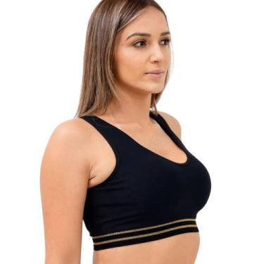 Imagem de Top Feminino Sport Fitness Academia Com Infravermelho - Glamour, Preto