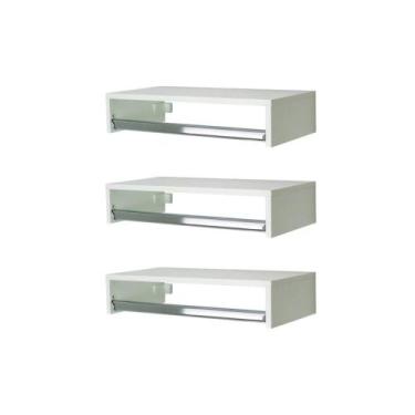 Imagem de Kit 3 Araras Roupas Cabideiro Prateleira 60x20x25 Cm Mdf - Marcenaria 