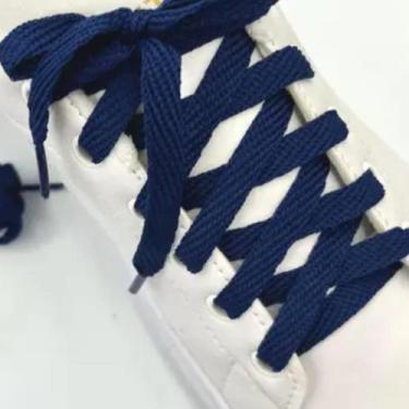 Imagem de 1 Par de Cadarço Chato Atacador Poliéster 1,40 Azul Marinho - Home Goo
