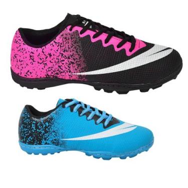 Imagem de Chuteira Society Adulto e Infantil 2 Pares - Perflex, Azul celeste, Pr