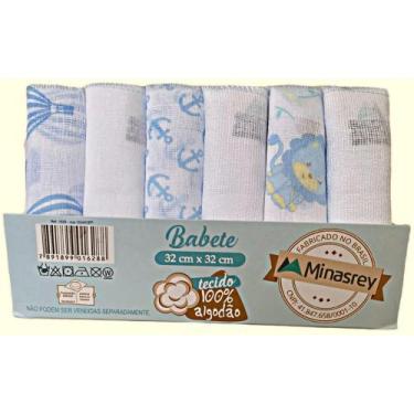 Imagem de Kit Pano de boca 6un (Babete) 32x32cm 100% algodão MinasRey Carícia - 